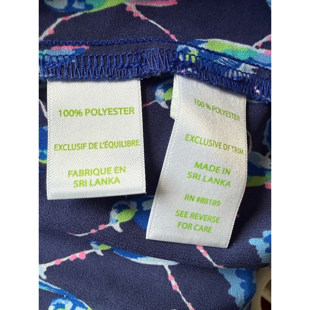 Lilly Pulitzer Tiered Mini Skirt Blue Green Tropical Parrot Floral Large - Picture 8 of 9